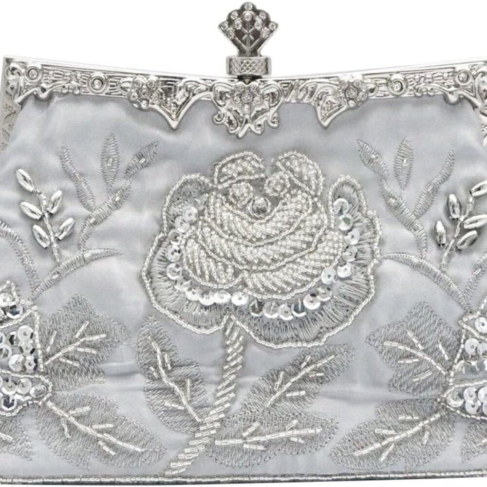 Vintage 1920s Beaded Evening Bag Pearl Sequin Clutch for Women Bridal Gift